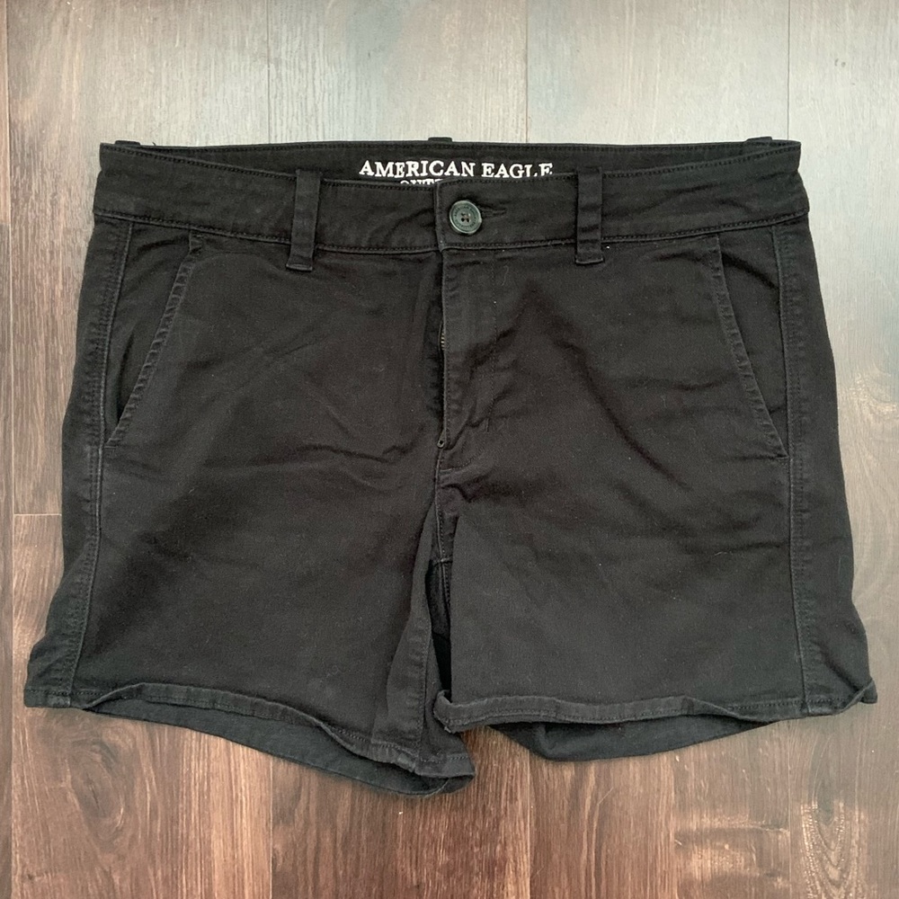 American Eagle Black MIDI Super Stretch Shorts